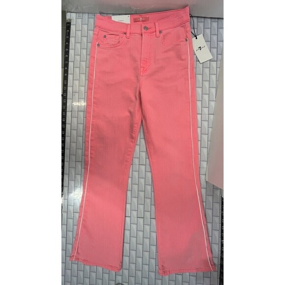 7 For All Mankind Pink Boot Cut Jeans - Picture 2 of 14